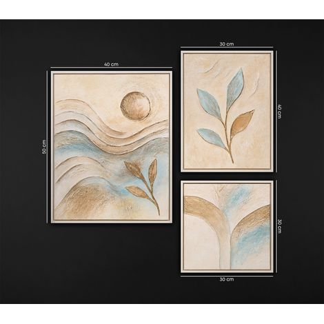 Gemälde Sanftheit des Augenblicks Rahmen Beige 3-teilig (1/5)
