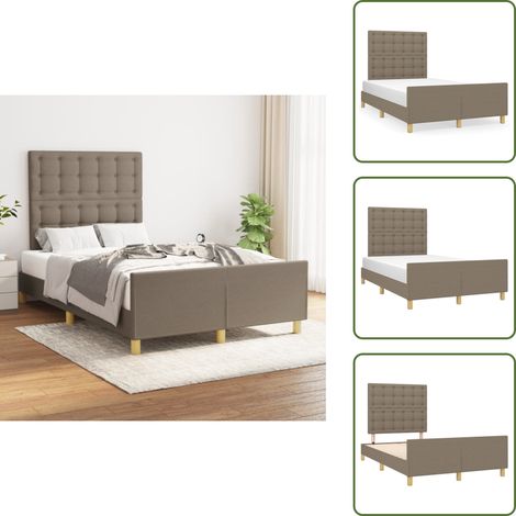 Bettgestell ohne Matratze Taupe 120x200 cm Stoff - Bettes Gestell - Doppelbett - Lattenrost - Kopfstütze - Schlafzimmer Möbel (1/5)