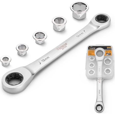 6 en 1 cliquet - Socket - Jeu de vis - Acier au carbone - Cliquet - Visseuse, CRV - Socket, dans une boîte en plastique (1/5)