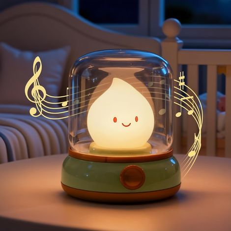 Jolie Lampe de Nuit à la Paraffine avec Bruit de Voiture Blanc, 5 Sons Relaxants, 2 Modes de Luminosité Réglable, Lampe de Nuit Rechargeable pour Enfants et Adultes, Lampe de Chevet, pour le [Classe é (1/5)