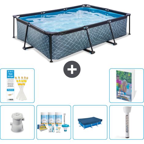 Exit Pool Rechteckig - Steinoptik - 300x200x65 cm - 7-teilig S237
