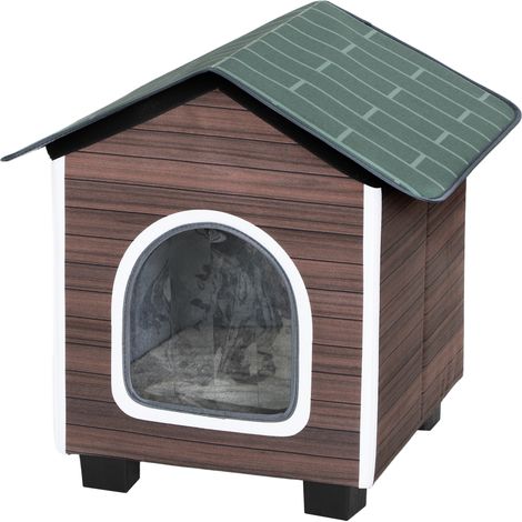 Insulated Outdoor Cat House, Water-Resistant Feral Cat Shelter with Elevated Base Cushion, Red-brown (1/5)