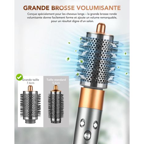 Spazzola volumizzante grande per Dyson Airwrap, con setole lunghe e sottili per creare acconciature morbide e voluminose. Compatibile con i modelli HS01/HS05/HS08. Colore rame, misura grande. (1/4)