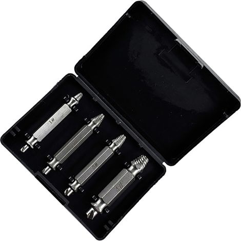 Extracteur de Vis en Acier Rapide, Outil de Désengagement pour Têtes Cassées et Filets Endommagés, Ensemble Double Face 4 Pièces Argenté (1/2)