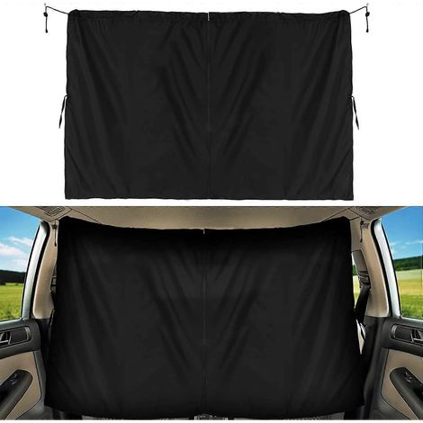 Rideaux de séparation pare-soleil pour l'intérieur de voiture, rideau pare-soleil amovible pour cabine de fourgonnette, rideau de séparation avant et arrière noir, 69 x 8 (1/5)