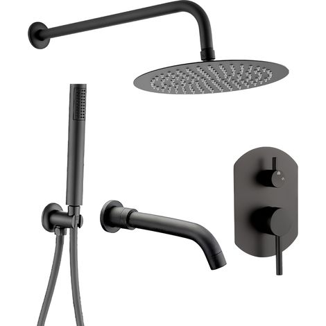 Grifo de bañera empotrado negro mate 20 cm ovalado Duero de Valaz