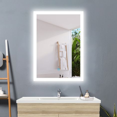AICA 1000x700mm Large Bathroom Mirror with Dimmable Lights Anti Fog Touch Sensor Wall Mounted