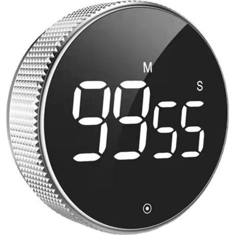 Timer da cucina digitale - Ampio schermo LED - Volume regolabile e retro magnetico - Cronometro con conto alla rovescia per cucinare e cuocere al forno - Adatto ad anziani e bambini - Grigio -