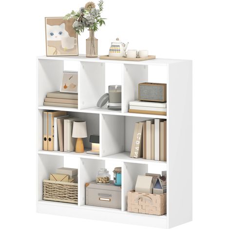 Bibliothèque autoportante, 8 étagères, 97,5 x 30 x 100 cm, blanche