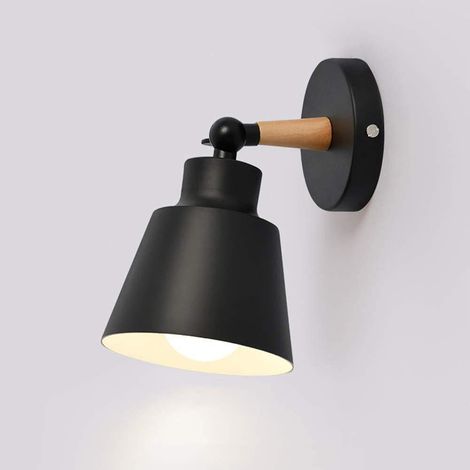 Applique murale industrielle en métal noir, luminaire moderne E27 Edison pour salon, chambre, couloir, café, bar, salle à manger, loft (1/5)