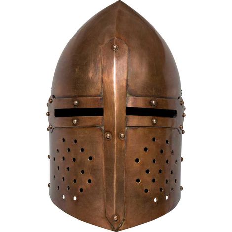 Casque de chevalier médiéval antique pour GN Cuivre Acier (1/5)