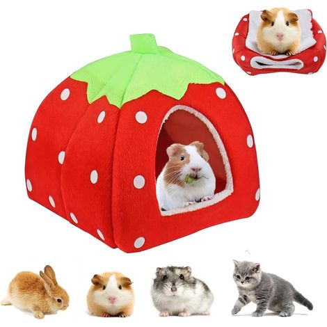 Nido pequeño para mascotas de 21 cm, caseta de invierno pequeña para mascotas, caseta para hámster, cama pequeña para erizos, cobayas, ardillas y lagartos (rojo, S) (1/5)