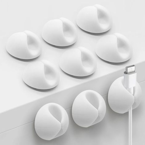 Attaches-câbles autocollantes pour la gestion des câbles, chargeurs de téléphone, bureau, mur, table de chevet et bureau, blanc, lot de 10 (1/5)