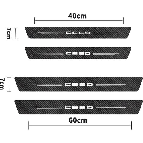 (CEED pour 4 pièces) Autocollant de seuil de porte en fibre de carbone pour Kia Rio,Cadenza,Ceed,Forte,K9,Optima,Picanto Accessoire de revêtement de seuil en fibre de carbone (1/3)