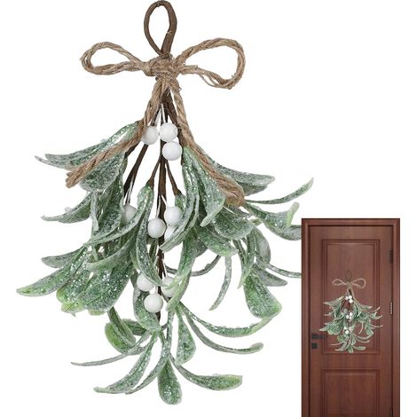 Tige de gui de Noël Artificielle Branches de tiges Florales de Verdure de Noël,Guirlande de gui Festive, Fausses Branches pour Arbre de noël, Artisanat, Vacances (1/5)