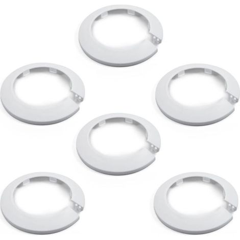 Lot de 6 cache-tuyaux en plastique PP. diamètre extérieur 110 mm. diamètre intérieur 75 mm. pour tuyaux muraux et radiateurs. blanc. 75 mm (1/5)