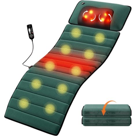 Matelas de Massage Électrique Chauffant à Mémoire de Forme - Coussin de Massage Multifonction pour Nuque, Dos, Épaules et Hanches - 155x40x3cm