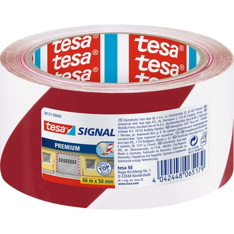 Tesa Signal Premium cinta adhesiva roja y blanca 50 mm