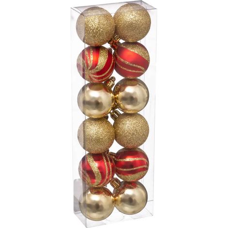 Weihnachtskugeln, mehrfarbig, Ø 4 cm, 12er-Set