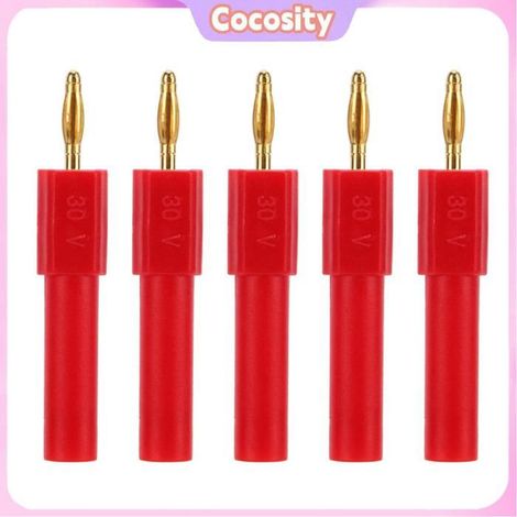 Adaptateur fiche banane mâle → femelle - COCOSITY - Adaptateur 2→4 mm - Pack 5 - Rouge - PA & laiton (1/5)
