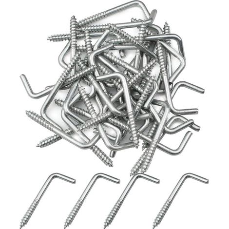 40 Pcs Multifunctional L-Shaped Hook Screws Carbon Steel Square Hooks Screws for Hanging Plants, Kitchen Utensils, Wind Chimes, Lamps