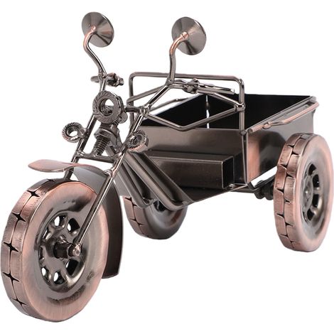 Figurine décorative de moto en fer forgé à trois roues, faite main, pour ranger et décorer votre bureau à domicile ou au bureau (style 1). (1/5)