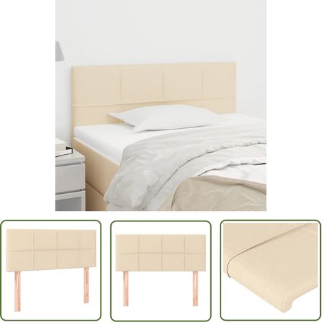 The Living Store Kopfteil Creme 90x5x78/88 cm Stoff - Bettkopfteil - Cremefarbenes Kopfteil - Betthaupt - Lattenrost - Massivholzknopfteil (1/5)