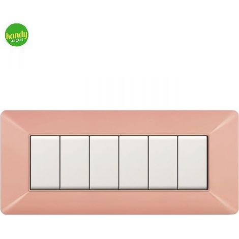 Placca da 6 moduli Easy Elettrocanali in plastica arancio pastello