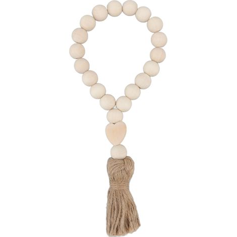 Guirlande de Perles en Bois Naturel Fait Main DIY pour Décoration Campagnarde Boho Rustique avec Franges (1/5)