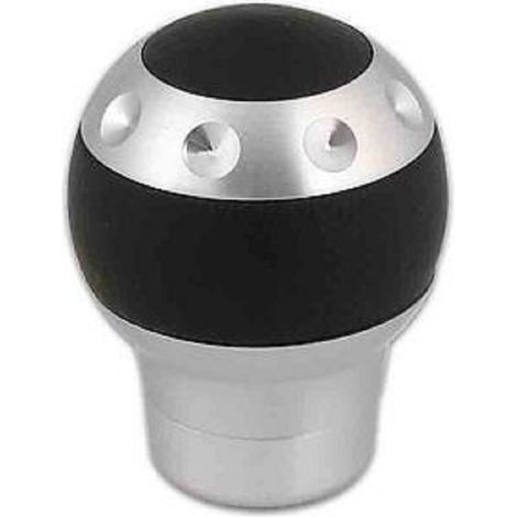 TRADE SHOP - Pomello Leva Cambio Alluminio Spazzolato Pelle Attacco Universale Tuning Per Auto -