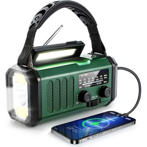 Multifunktionales Kurbelradio für Notfälle mit 10.000-mAh-Akku, NOAA-Wetterradio mit AM/FM-Empfang und Solarenergie für Notfälle im Innen- und Außenbereich (1/5)