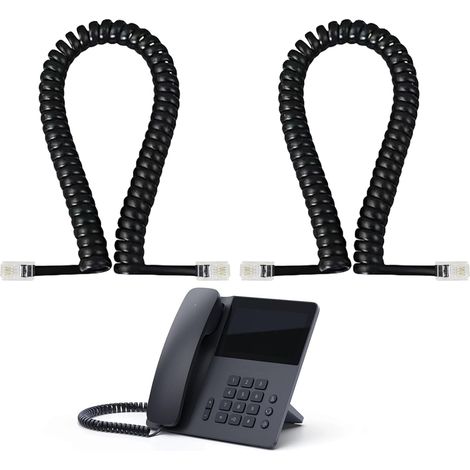 Cable telefónico, paquete de 2, cable telefónico fijo de 2,8 metros, cable para teléfono fijo, cable RJ9 para teléfono fijo de oficina en casa, color negro. (1/5)