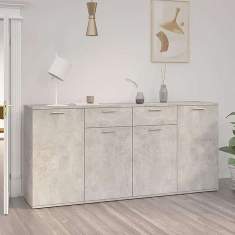 Buffet - Armoire de rangement Enfilade Gris béton 160x36x75 cm Aggloméré BV878706 - BonneVie (1/5)