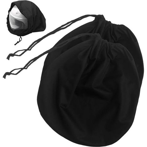 Lot de 2 sacs de rangement pour casque – Noirs – Cordon de serrage – Moto, vélo, hockey (1/5)