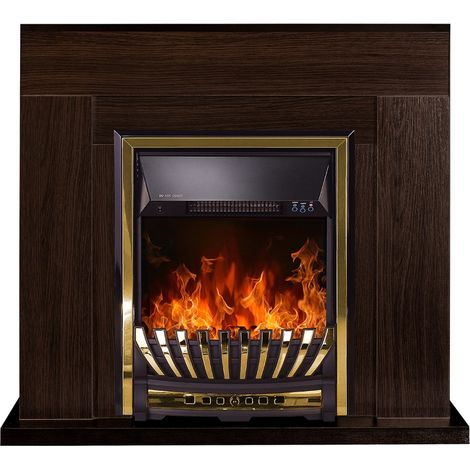 ART FLAME Cheminée électrique sur pied - Agnes Wengé & Meridian - 2000 W - flamme orange - style classique