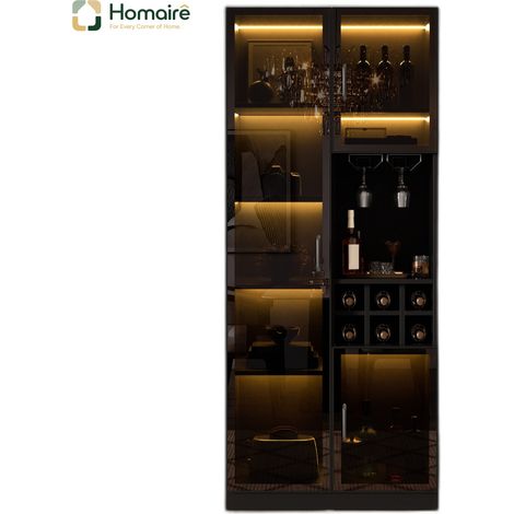Flur- Garderobenschrank schwarz aus MDF 60 x 36 x 160 cm HOMAIRE (1/5)