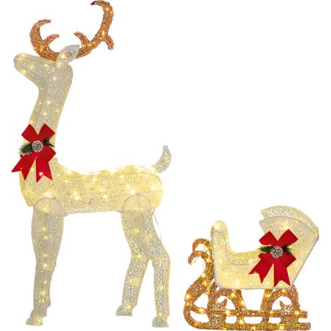 Décoration de Noël LED et rouleau à lumières avec 170 feux, éclairage de Noël décoratif en forme de cerf, adapté à intérieur et extérieur, blanc (1/5)