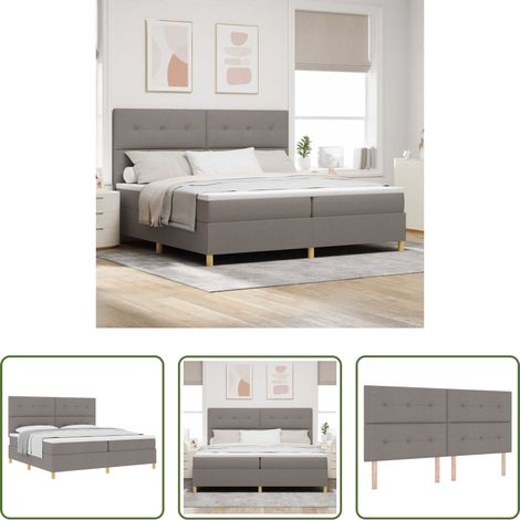 vidaXL Lits minimalistes - Lit Ă ressorts avec matelas Taupe 200 x 200 cm tissu (1/5)