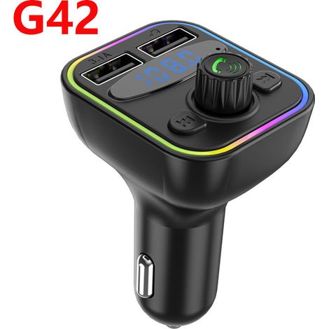 Car Lighting Bluetooth MP3 Hands-free Player Car FM Transmitter TYPE-C Bluetooth Dual USB Car Charger -- G42 (1/2)