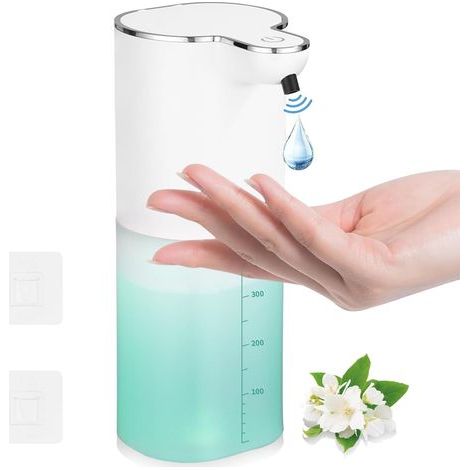 Dispensador de jabón automático de pared, 400 ml, recargable por USB, resistente al agua IPX5, sin contacto, ideal para cocina y baño. (1/5)