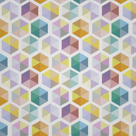 Tissus décoratifs d'extérieur Oxford - motif triangles dans hexagones I DX105 (1/5)
