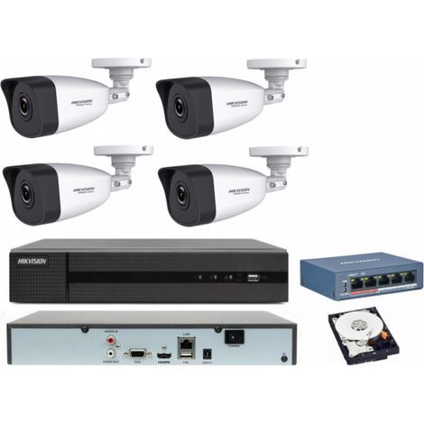 KIT videosorveglianza IP POE Hikvision NVR 4 canali 4 Telecamere IP 2 MP HDD 1TB