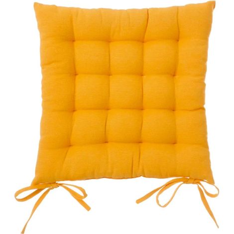 Coussin de chaise carré jaune - 38x38x7cm (1/4)