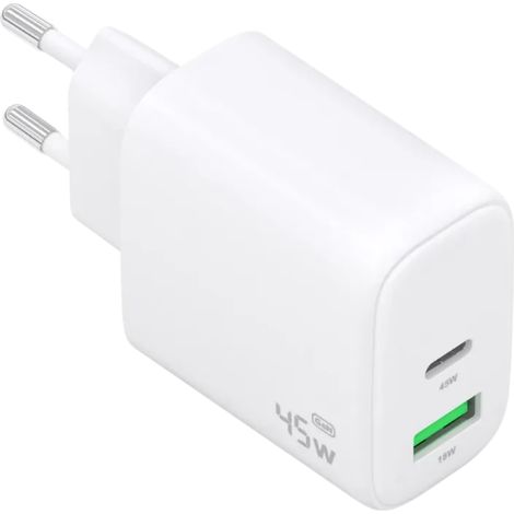 Aisens GaN A110-0971 45 W USB-C + USB-A Branco - Carregador de parede