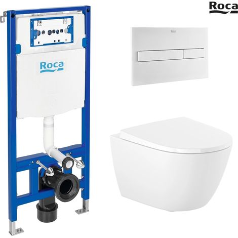 Pack WC Bastidor empotrado ROCA Duplo One cisterna con inodoro suspendido ROCA Ona 53 cm PL7 blanco mate