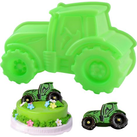 Moule Cuisson Tracteur 3D,Tracteur en Silicone,26×17×7cm Moule en Silicone pour Voiture Tracteur,DIY Trébuchet de Matrice de Cuisson Réutilisable,3D Trébuchet Cuisine Moules Vert pour Réaliser Gâteaux (1/5)