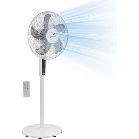 Ventilateur sur pied silencieux 120cm avec pales, 3 vitesses, 3 modes (nuit, naturel, normal), oscillation, tête orientable, télécommande et minuterie 7h (1/5)
