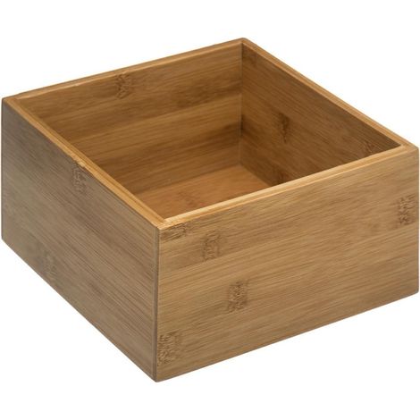 Aufbewahrungsbox, quadratisch, Bambus, 18 x 18 x 9,5 cm (1/3)