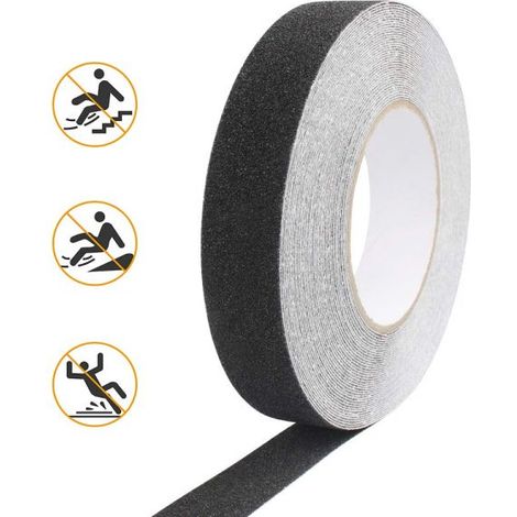 3 ROTOLI NASTRO ADESIVO ANTISCIVOLO ANTISDRUCCIOLO NERO SCALE 5 MT X 25 mm (1/5)