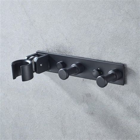 Bardusch-Support porte-serviettes intégré pommeau douche fixe en aluminium noir/argent, accessoire salle de bain (lot de 4) (1/2)